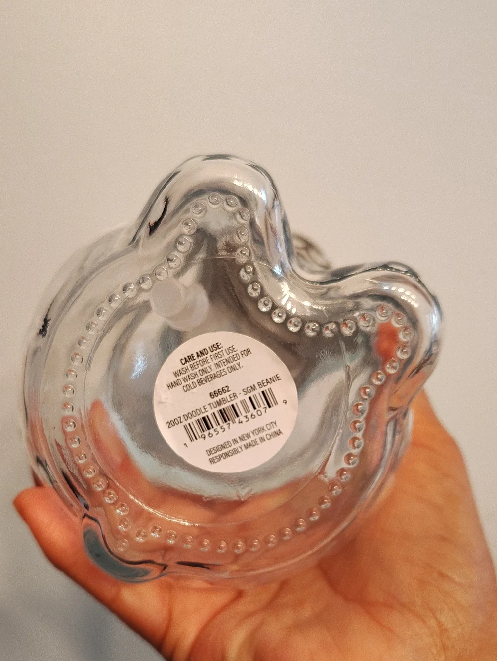 Cute Bear Shaped Clear Drink Cup with Light Blue Lid & Collar
